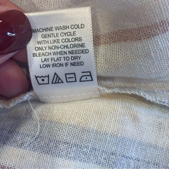 Evolutionary Linen Dress Striped Ruffle Size Large - Picture 7 of 10